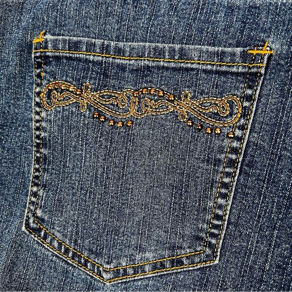 COS Embroidered Studded High Rise Flare Boho Bootcut Jeans Women’s 14 - Picture 7 of 13